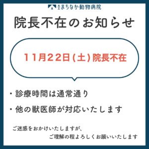 11月22日(土)院長不在のお知らせ